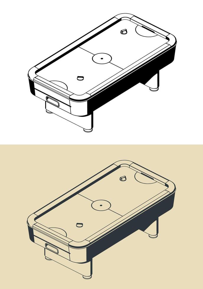 Table air hockey game illustrations vector
