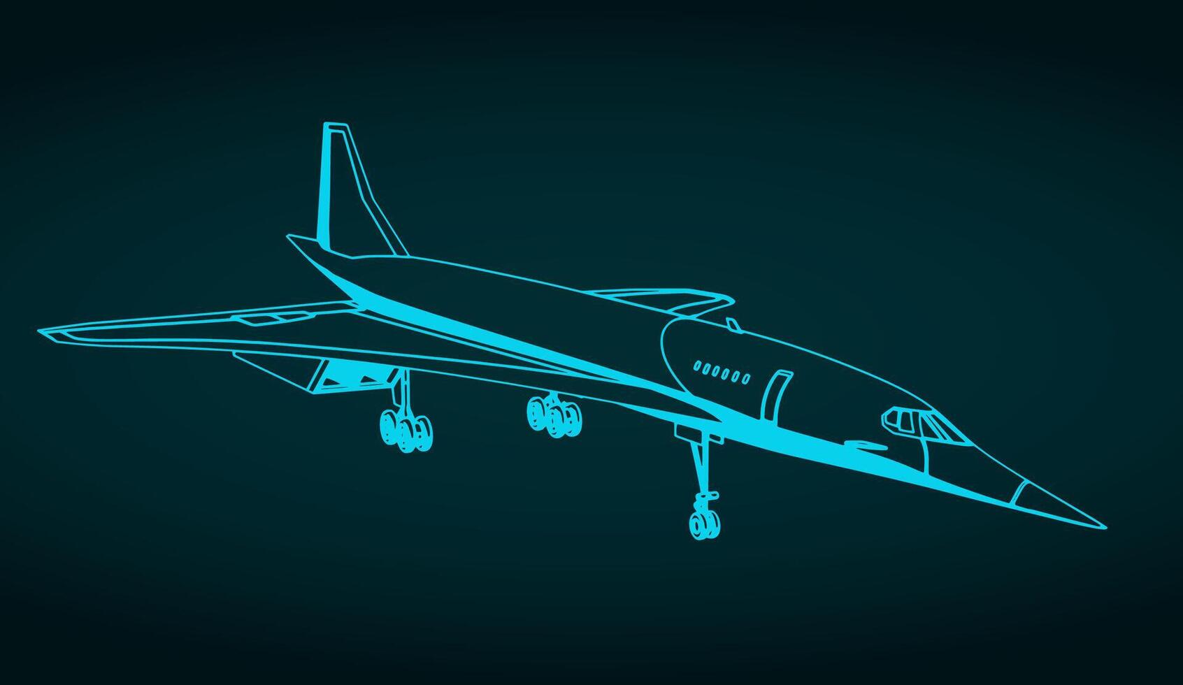 Supersonic passenger aircraft illustration vector