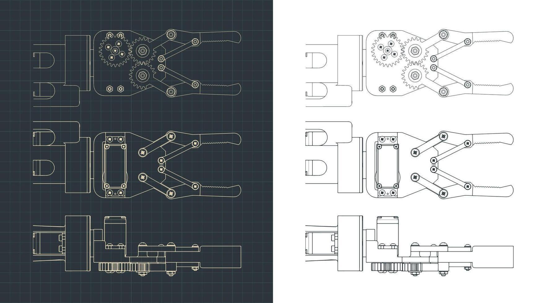 Robotic arm blueprints vector