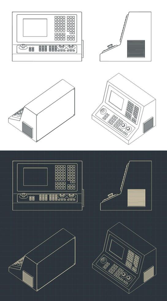 CNC machine control panel blueprints vector
