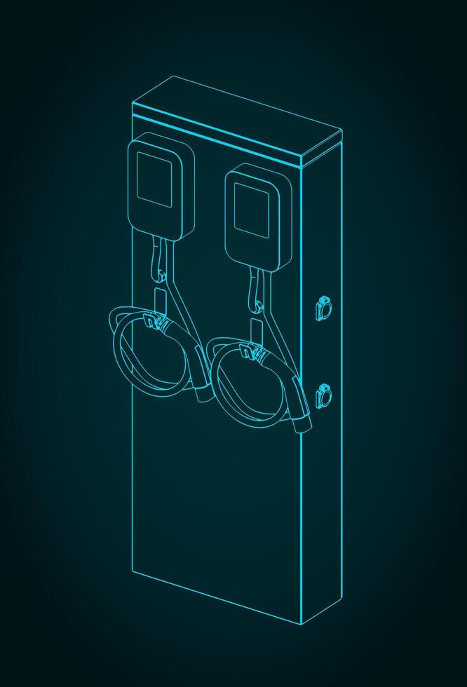 EV Charger blueprint vector