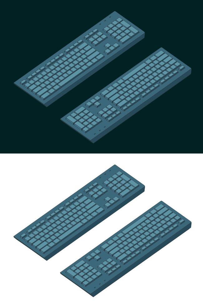 Keyboard isometric color drawings vector
