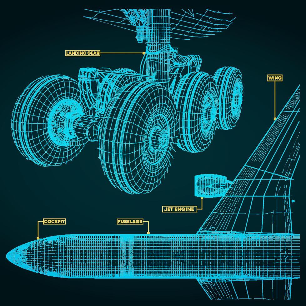 Jet airliner drawings vector