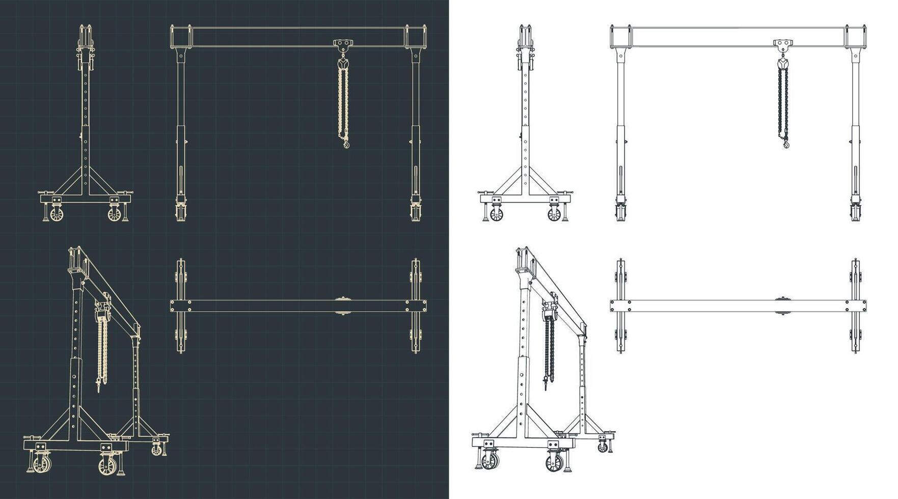 Large crane blueprint vector