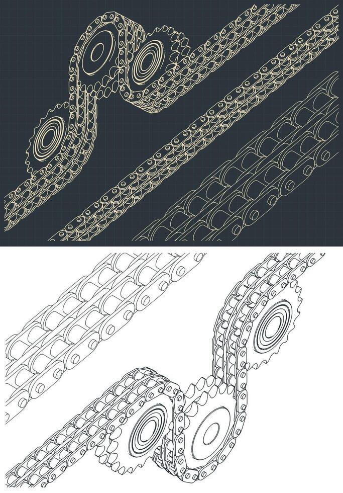 Drive and sprocket blueprints vector