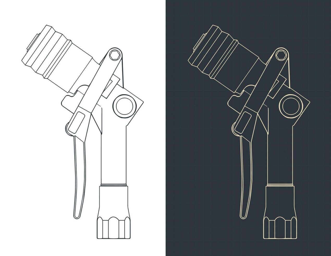 LPG nozzle blueprints vector