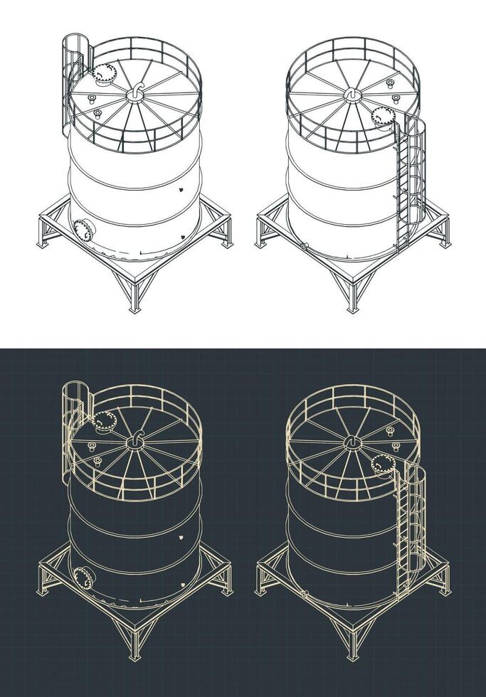 Storage Tank Isometric Drawings vector