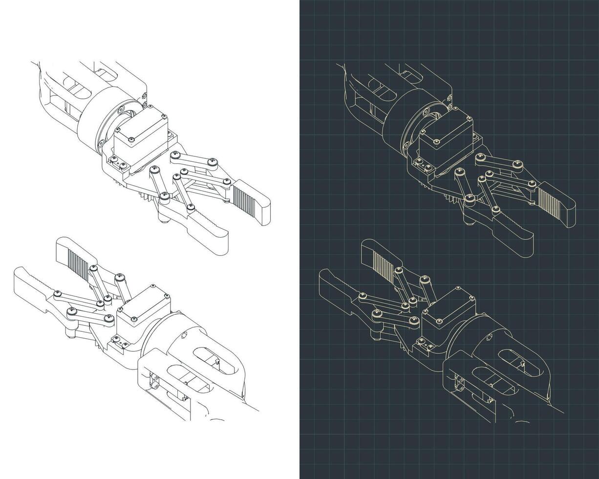 Robotic arm isometric drawings vector