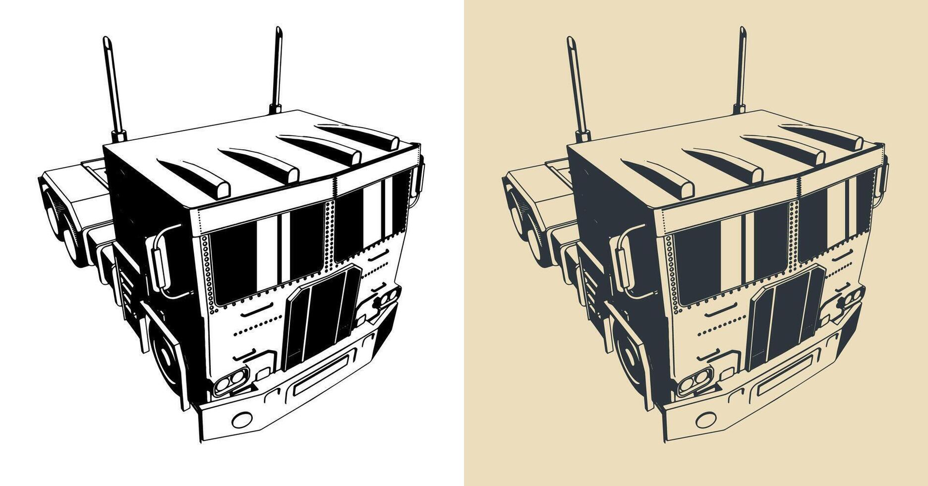 Truck tractor illustrations vector