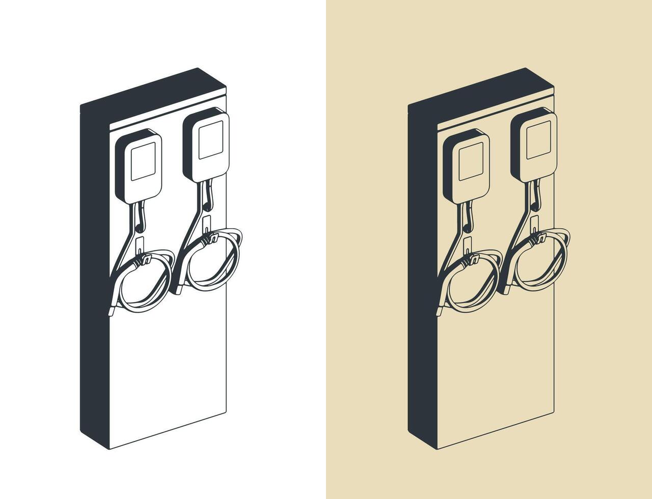 EV Charger illustrations vector