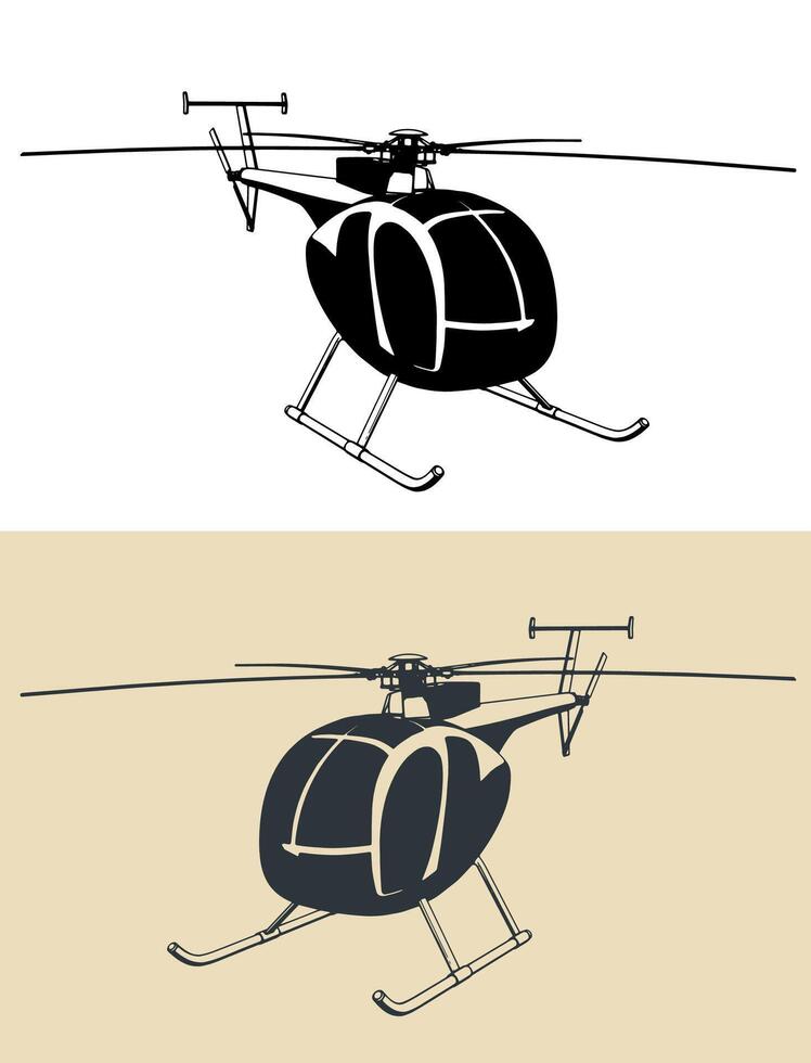 Light multi-purpose helicopter illustrations vector