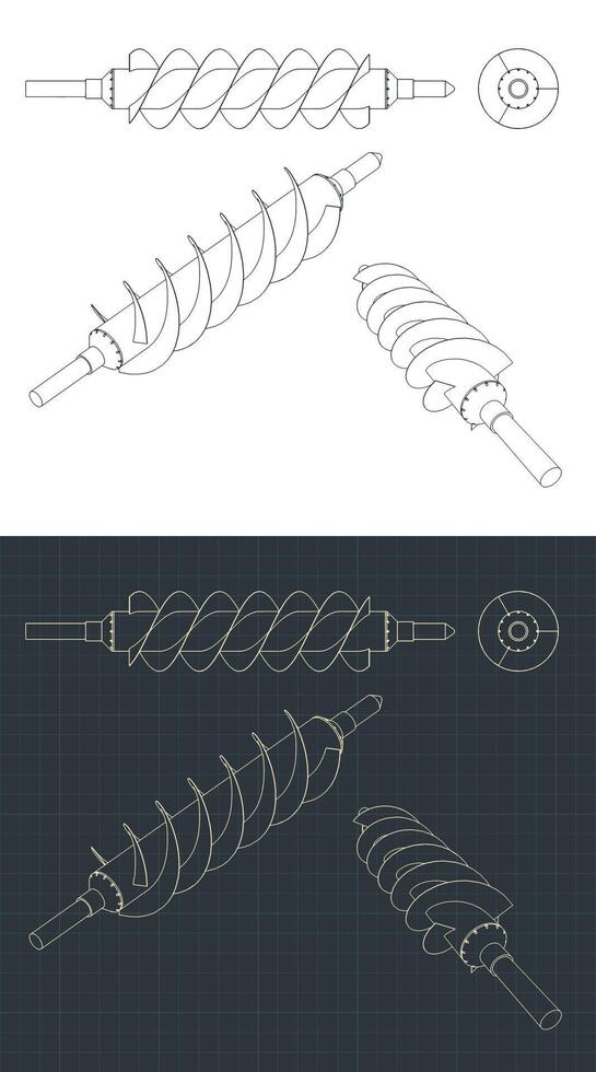Spiral screw drawings vector