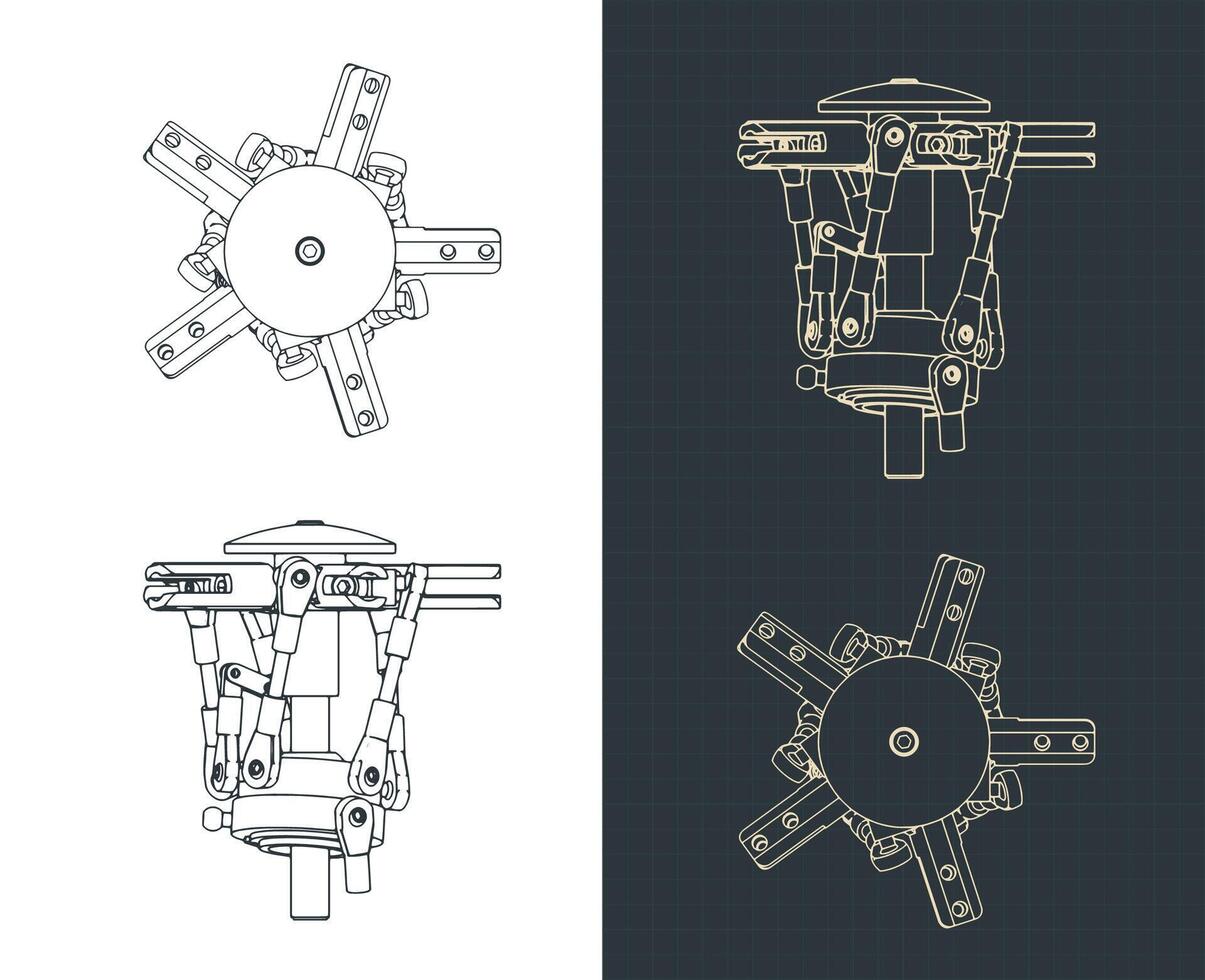Helicopter main rotor drawings vector