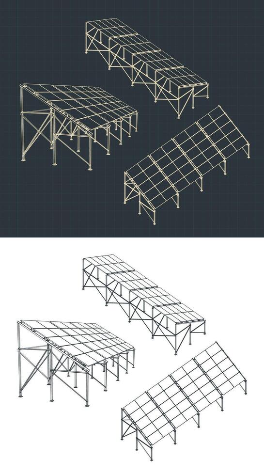 Solar panels drawings vector
