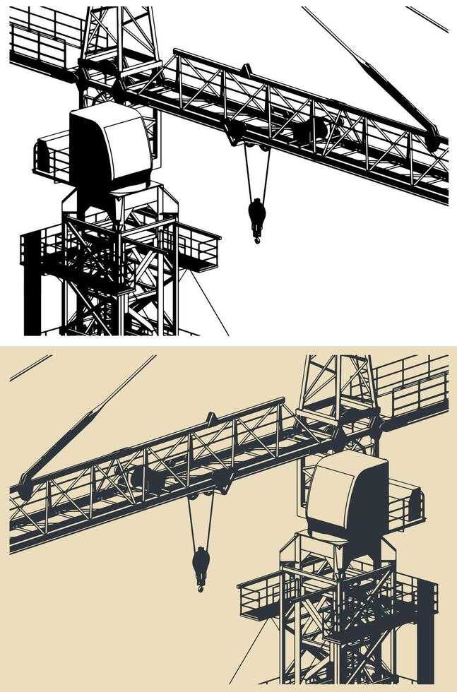 Construction crane close-up vector