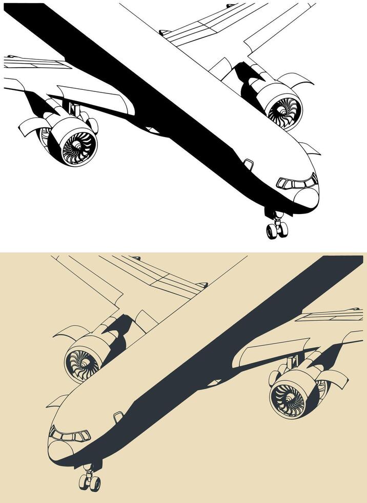 Passenger aircraft illustrations vector