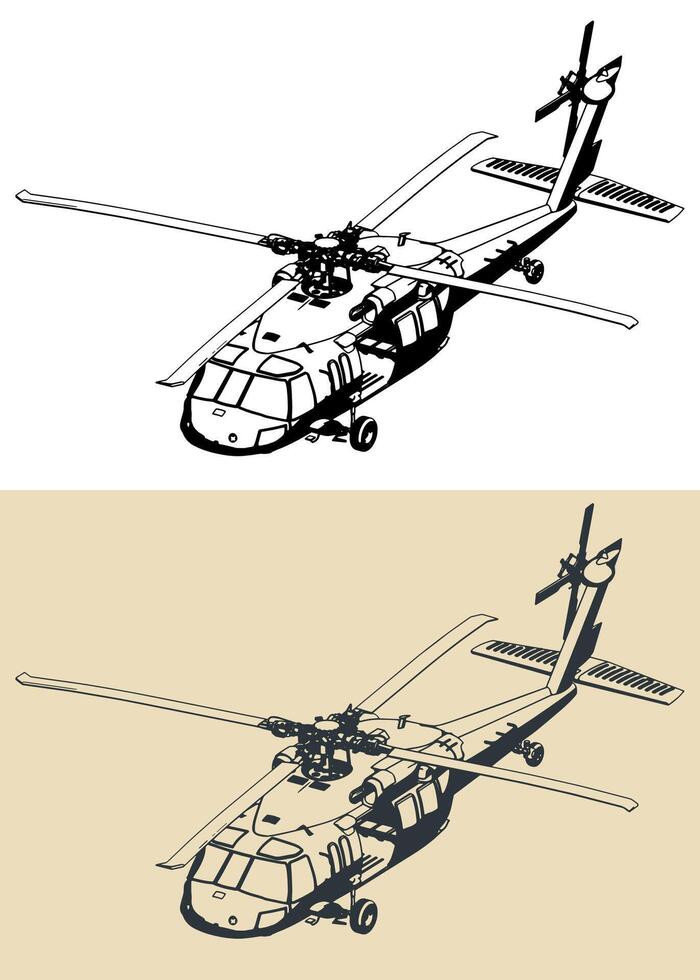 Helicopter isometric illustrations vector