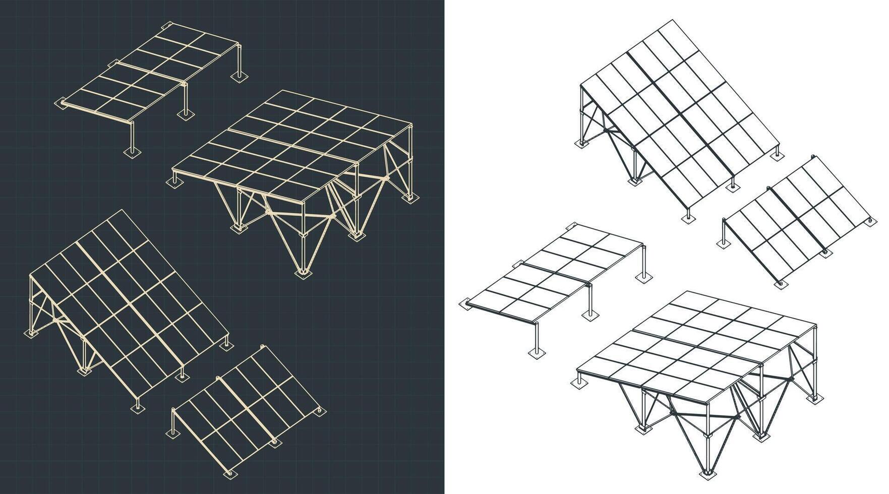 Solar panels blueprints vector