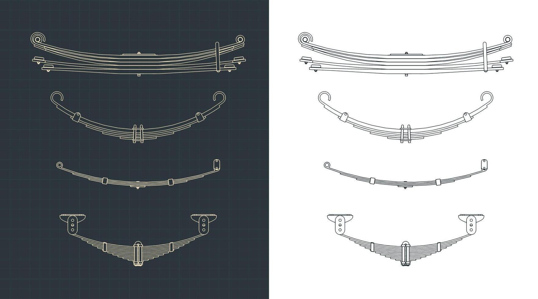 Leaf springs blueprints vector