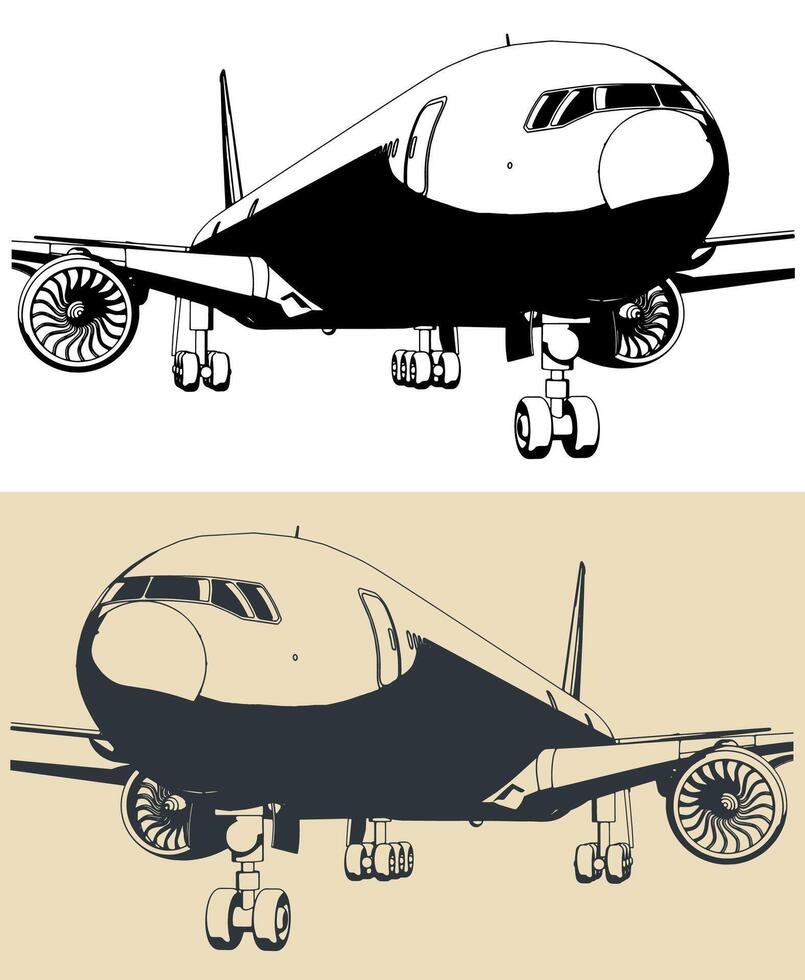 Passenger aircraft close-up vector