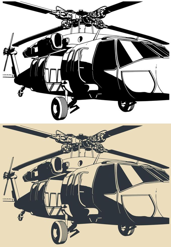 Helicopter close-up illustrations vector
