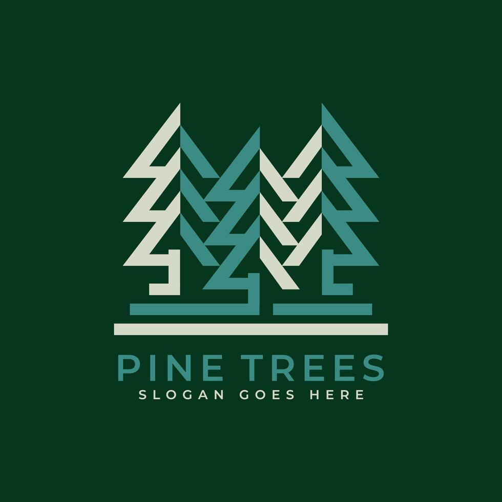Pine Trees logo design. Abstract Geometric pine trees symbol with modern style concept. sign icon symbol logo template. vector