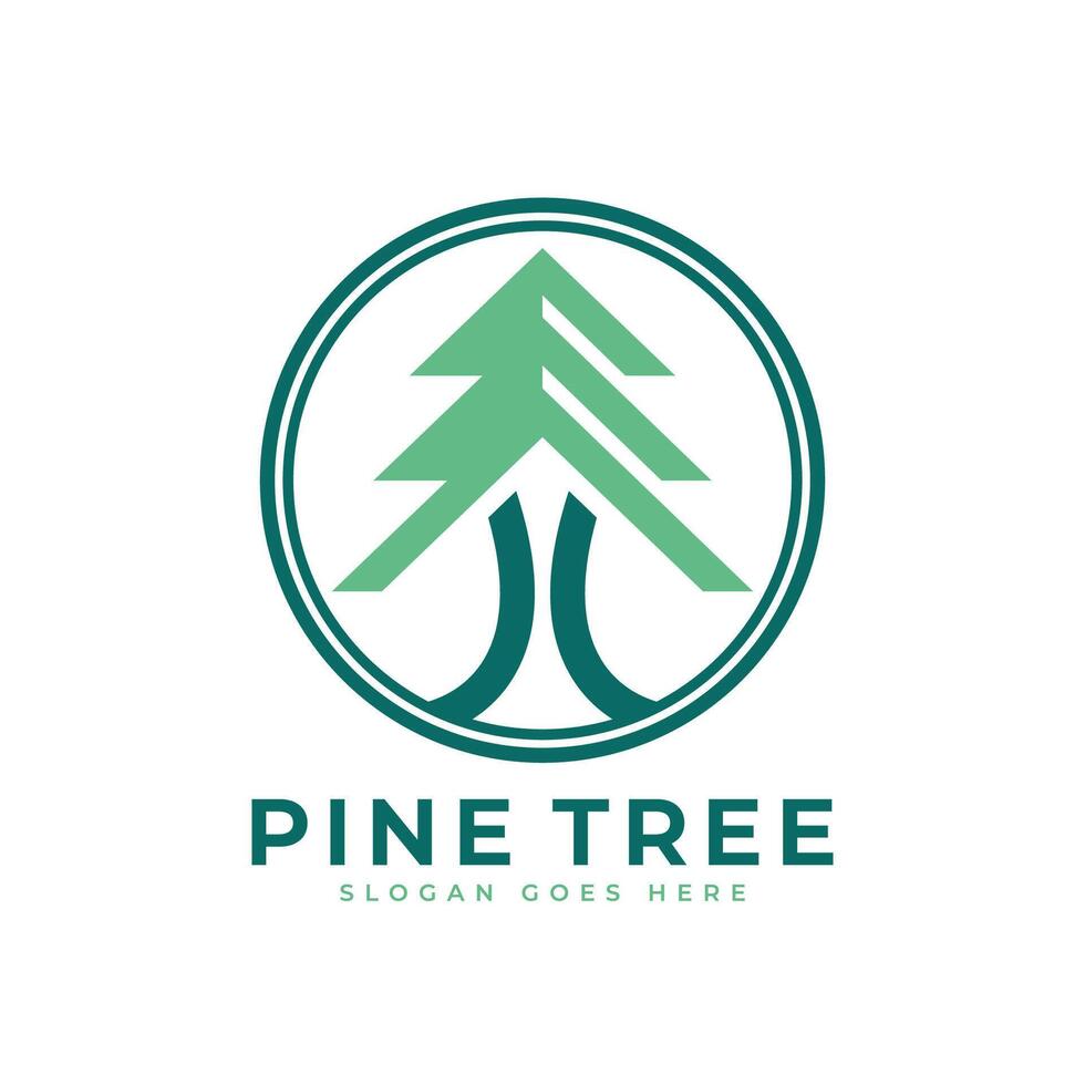 Pine Trees logo design. Abstract Geometric pine trees symbol with modern style concept. sign icon symbol logo template. vector