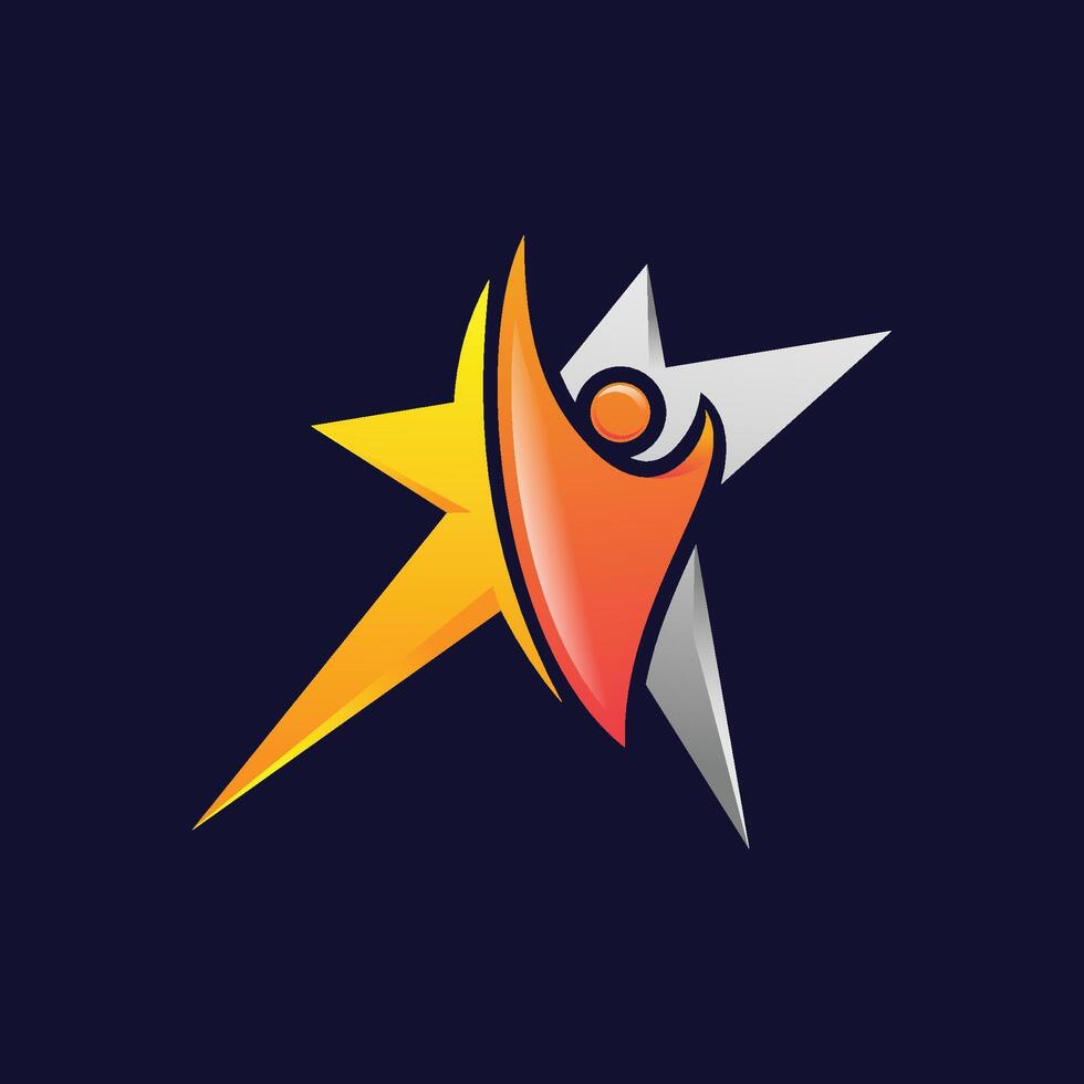A logo combining stars and people with vibrant and cheerful colors. Symbolizes hope and success. vector