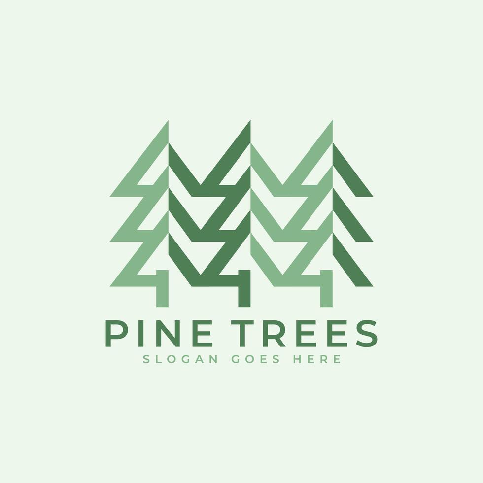 Pine Trees logo design. Abstract Geometric pine trees symbol with modern style concept. sign icon symbol logo template. vector