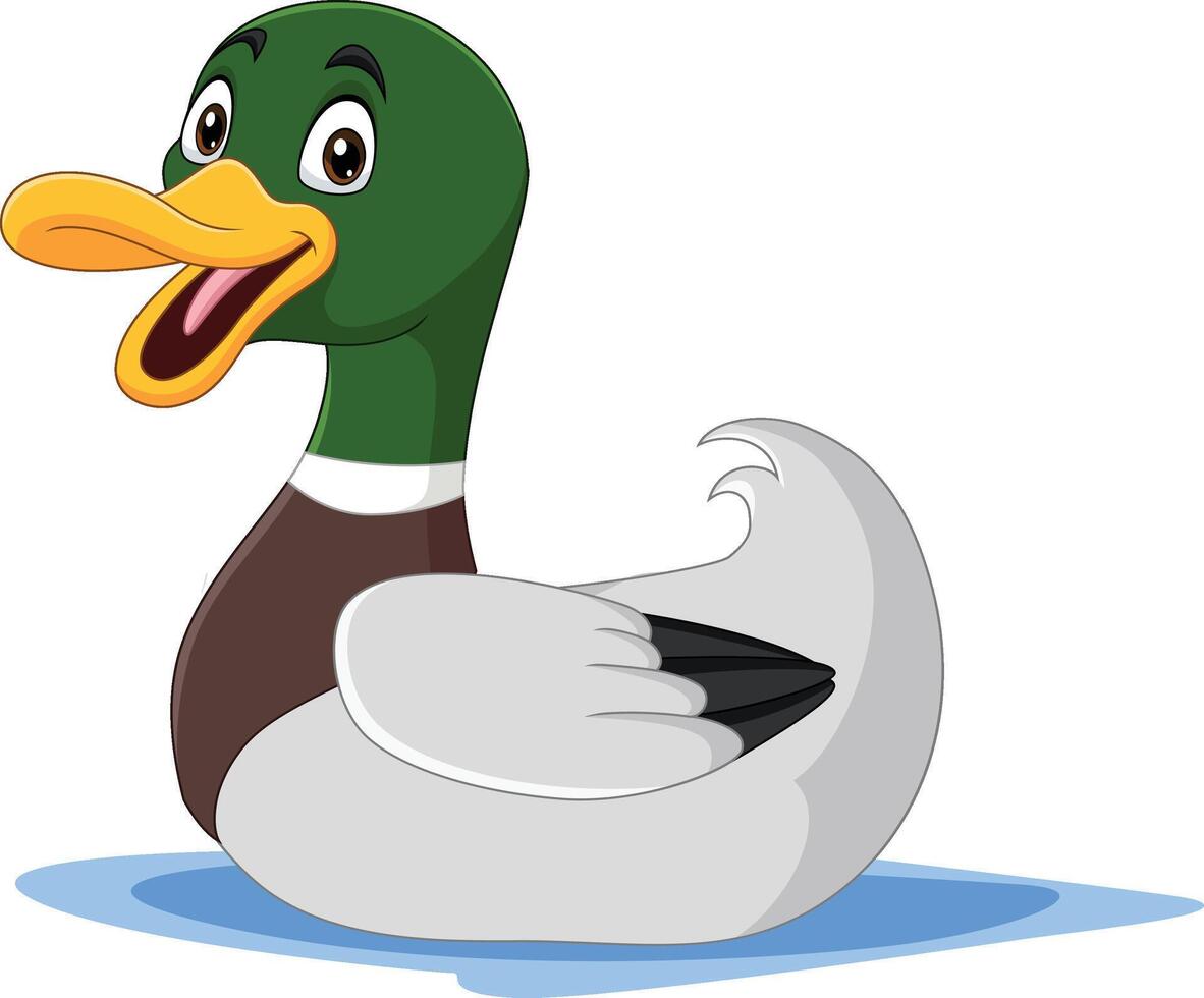 Cartoon happy swan swimming vector