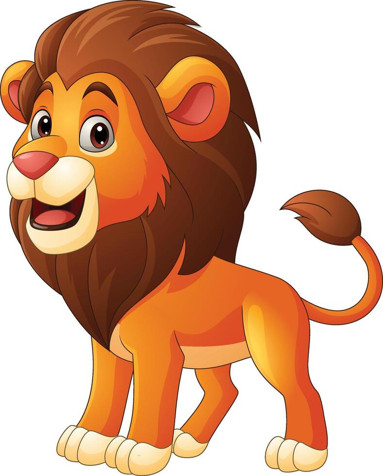 Cute lion cartoon on white background vector