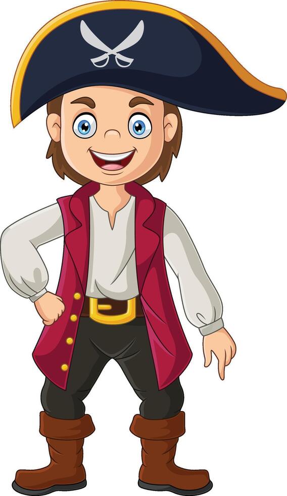 Cartoon smiling little pirate boy vector