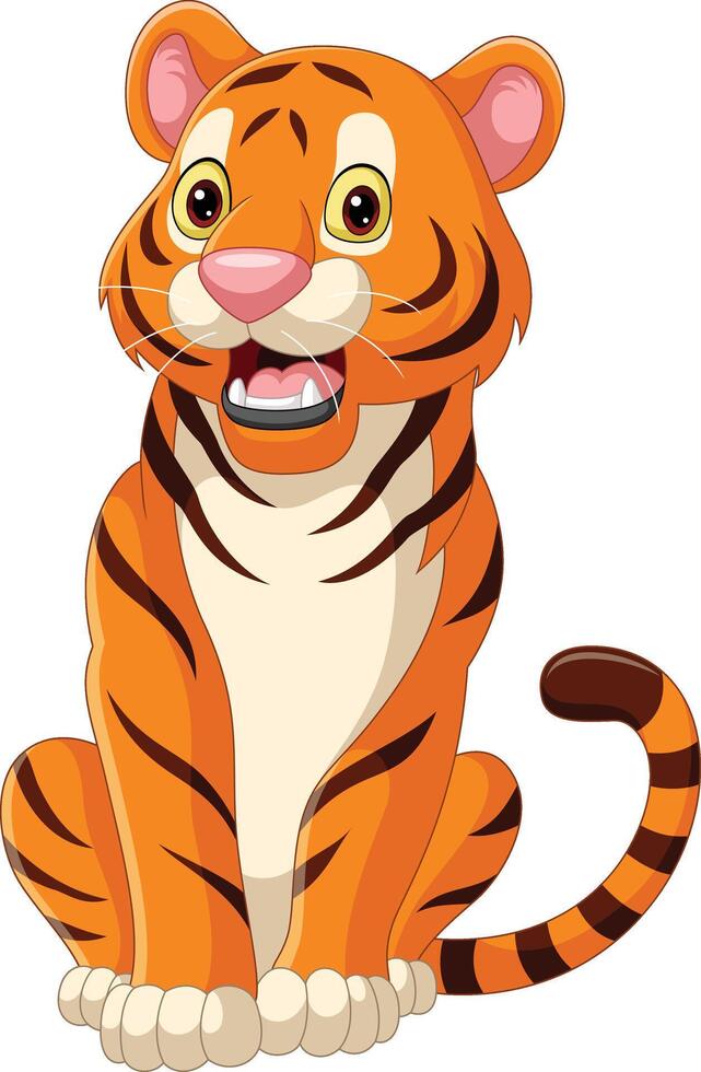 Cartoon tiger on white background vector