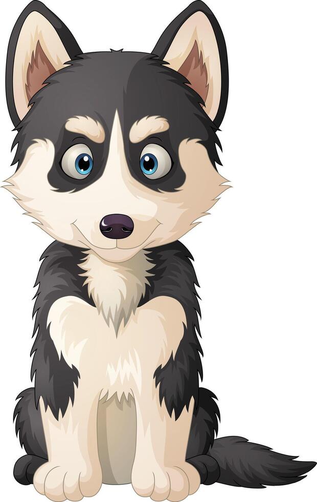 Cartoon Siberian husky dog sitting vector