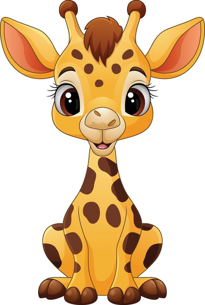 Cartoon cute baby giraffe sitting vector