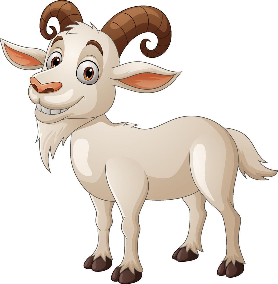 Cartoon happy goat cartoon on white background vector