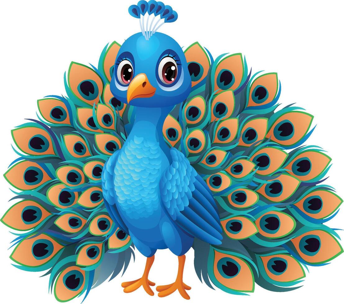 Cartoon peacock isolated on white background vector