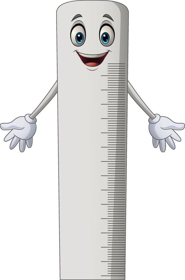 Happy cartoon ruler mascot character vector