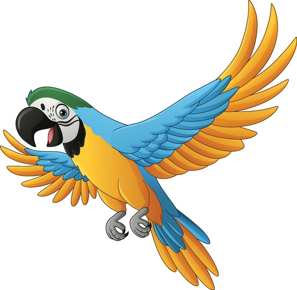 Cartoon blue macaw isolated on white background vector