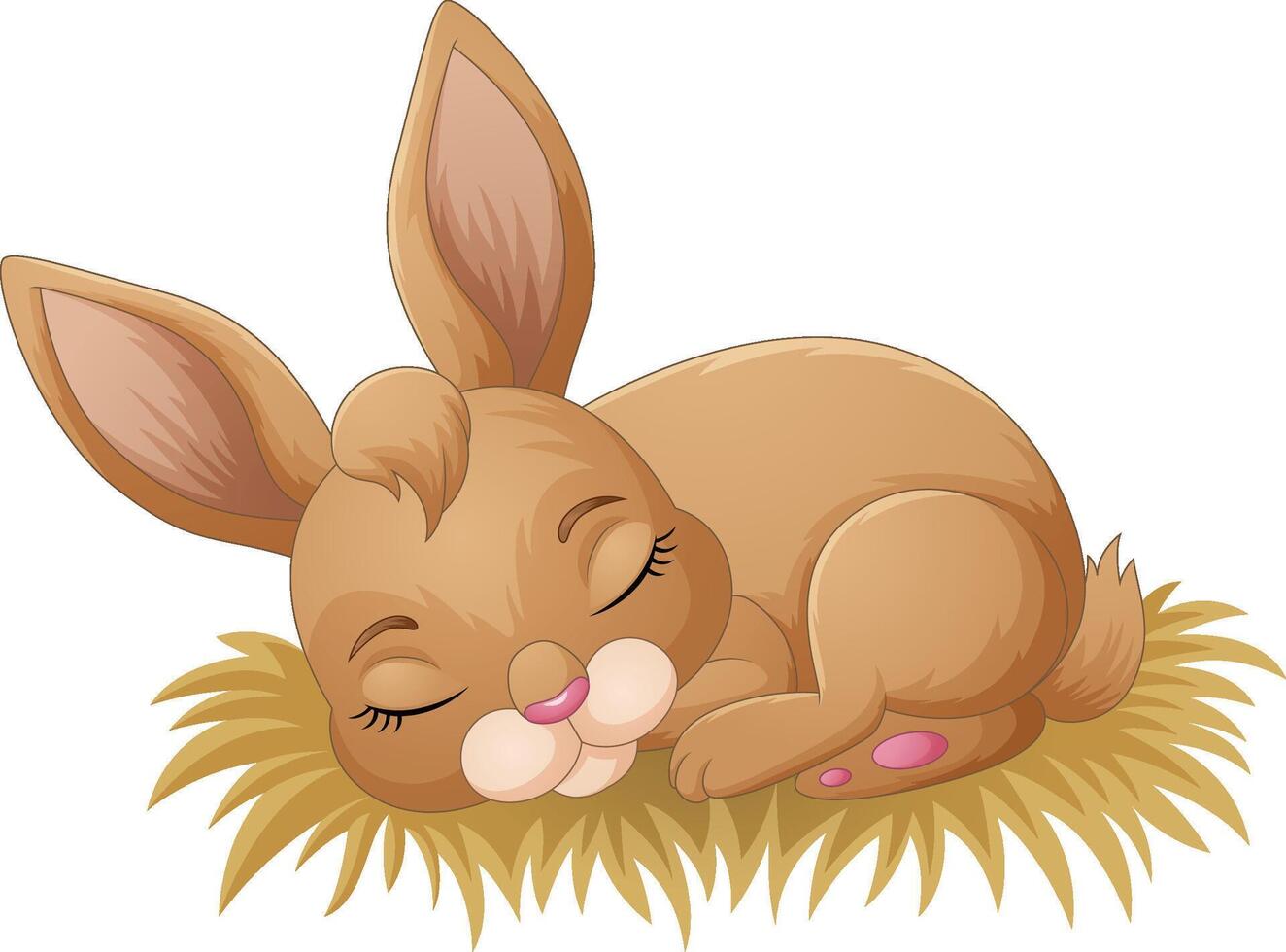 Illustration of rabbit sleeping isolated on white background vector