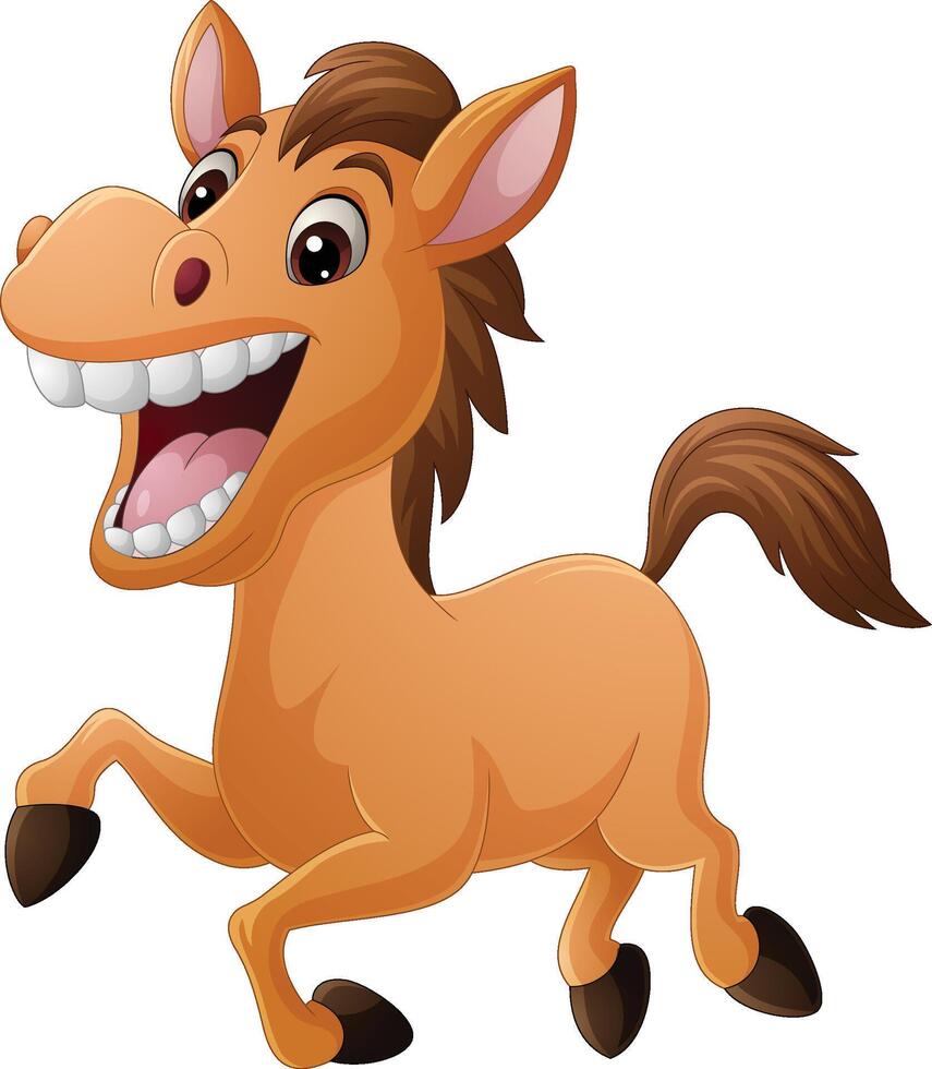 Happy horse cartoon on white background vector