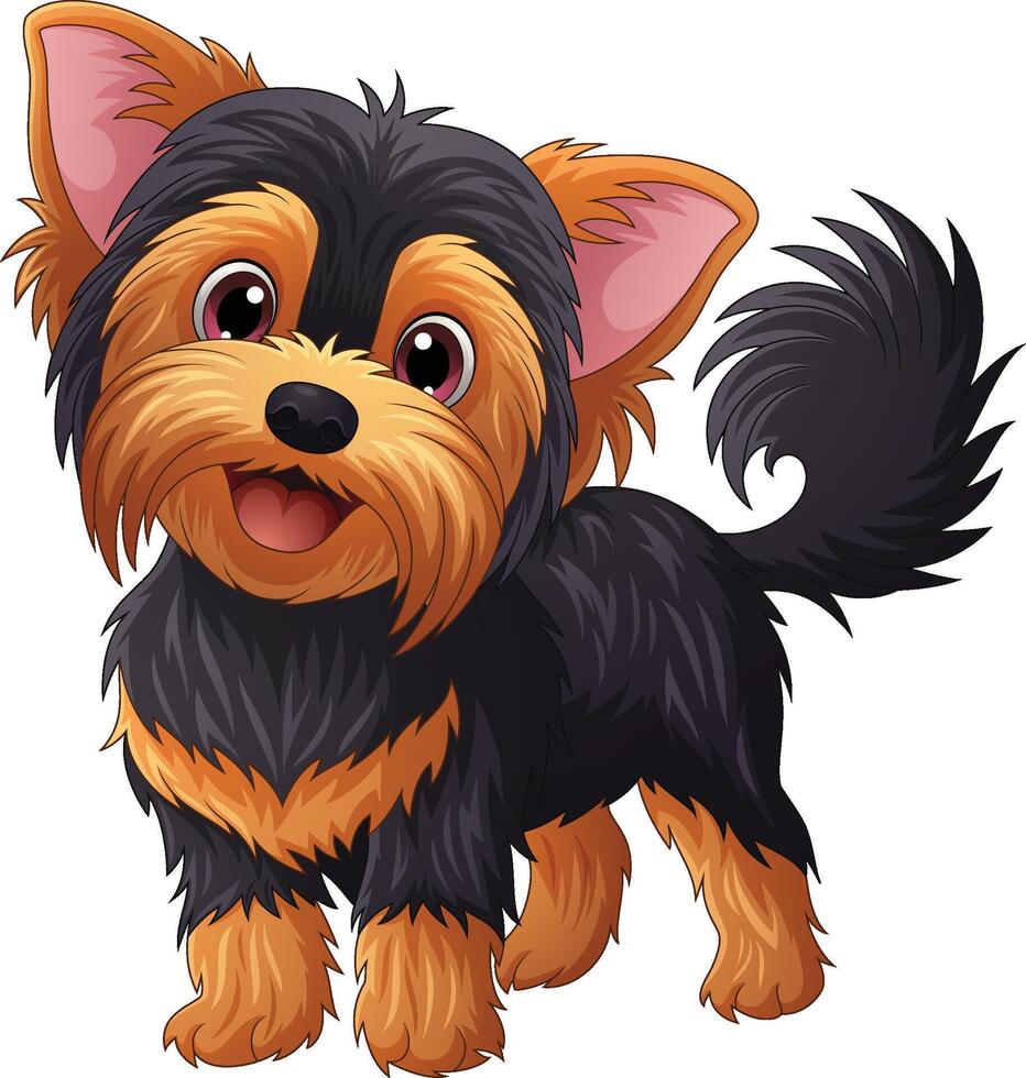 Cartoon happy yorkshire terrier dog vector