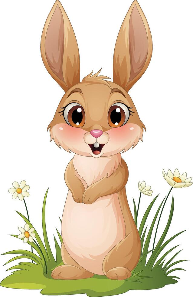 Cartoon happy rabbit isolated on white background vector