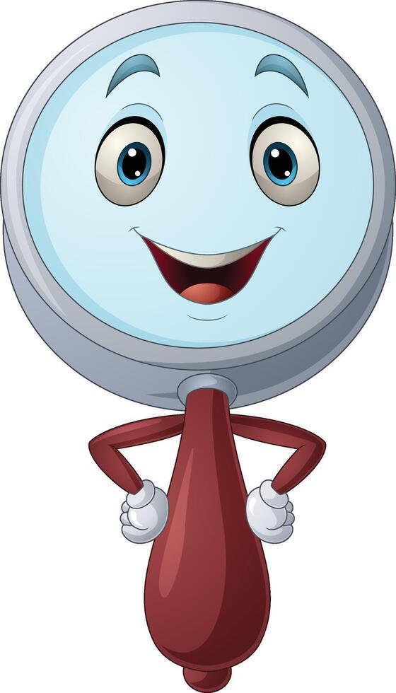 Cartoon happy magnifying glass posing vector