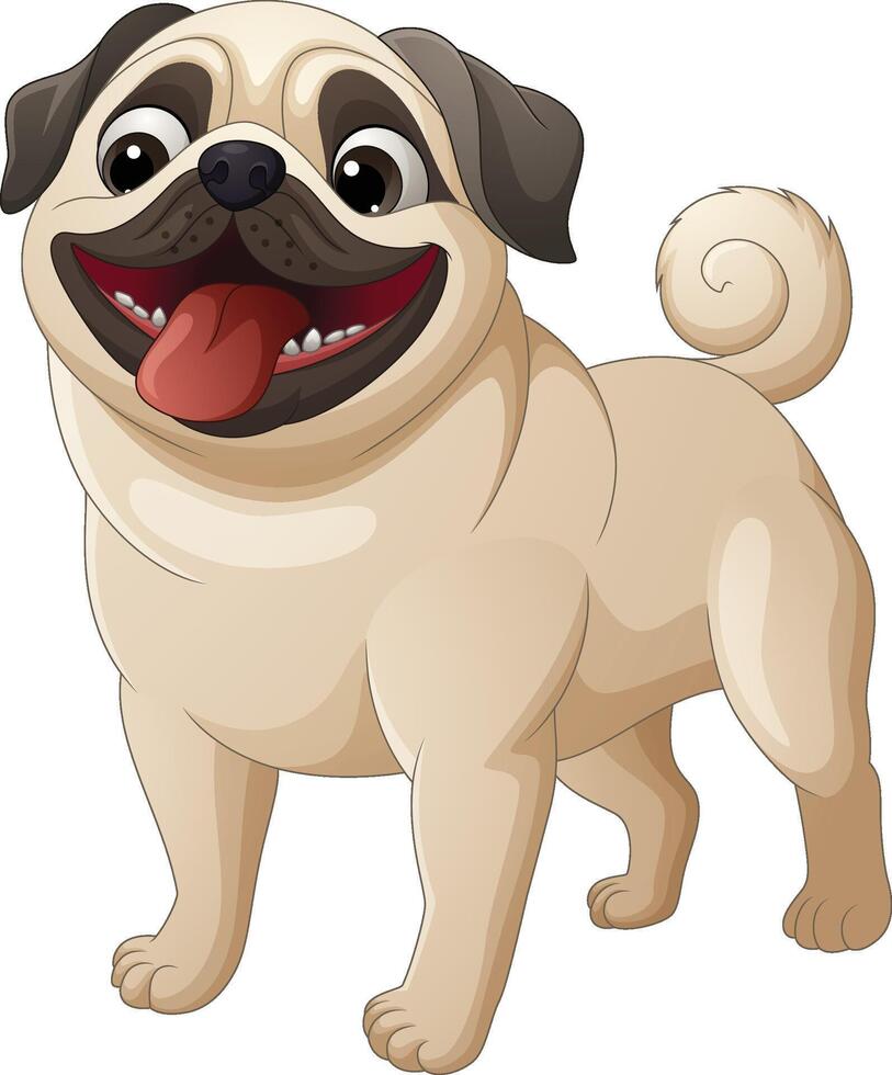 Cartoon happy pug dog standing vector