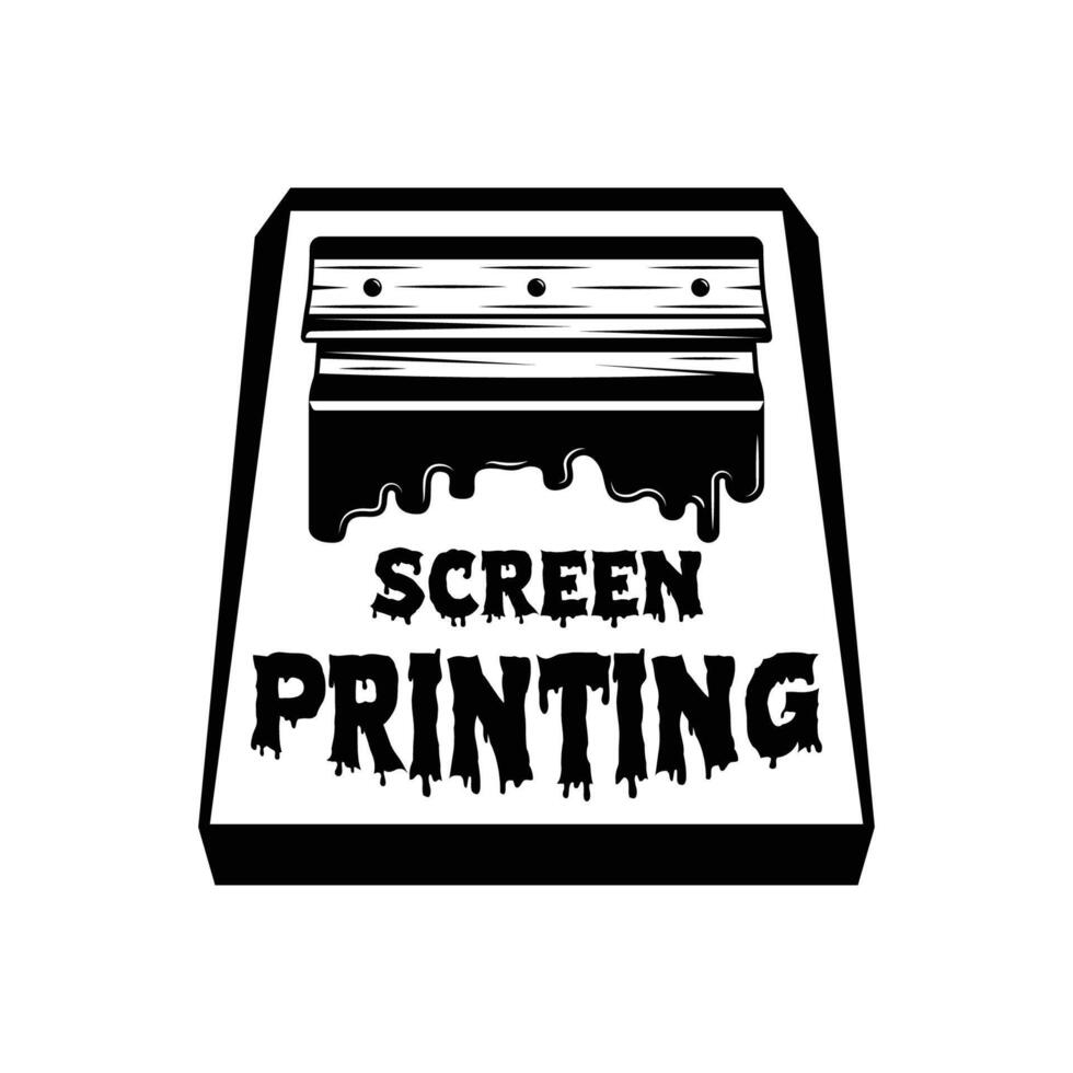 Vintage logo monochrome screen printing template with paint splashes isolated illustration vector