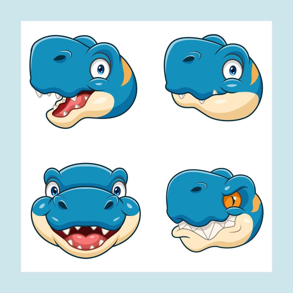 cartoon set of cute dinosaur heads vector