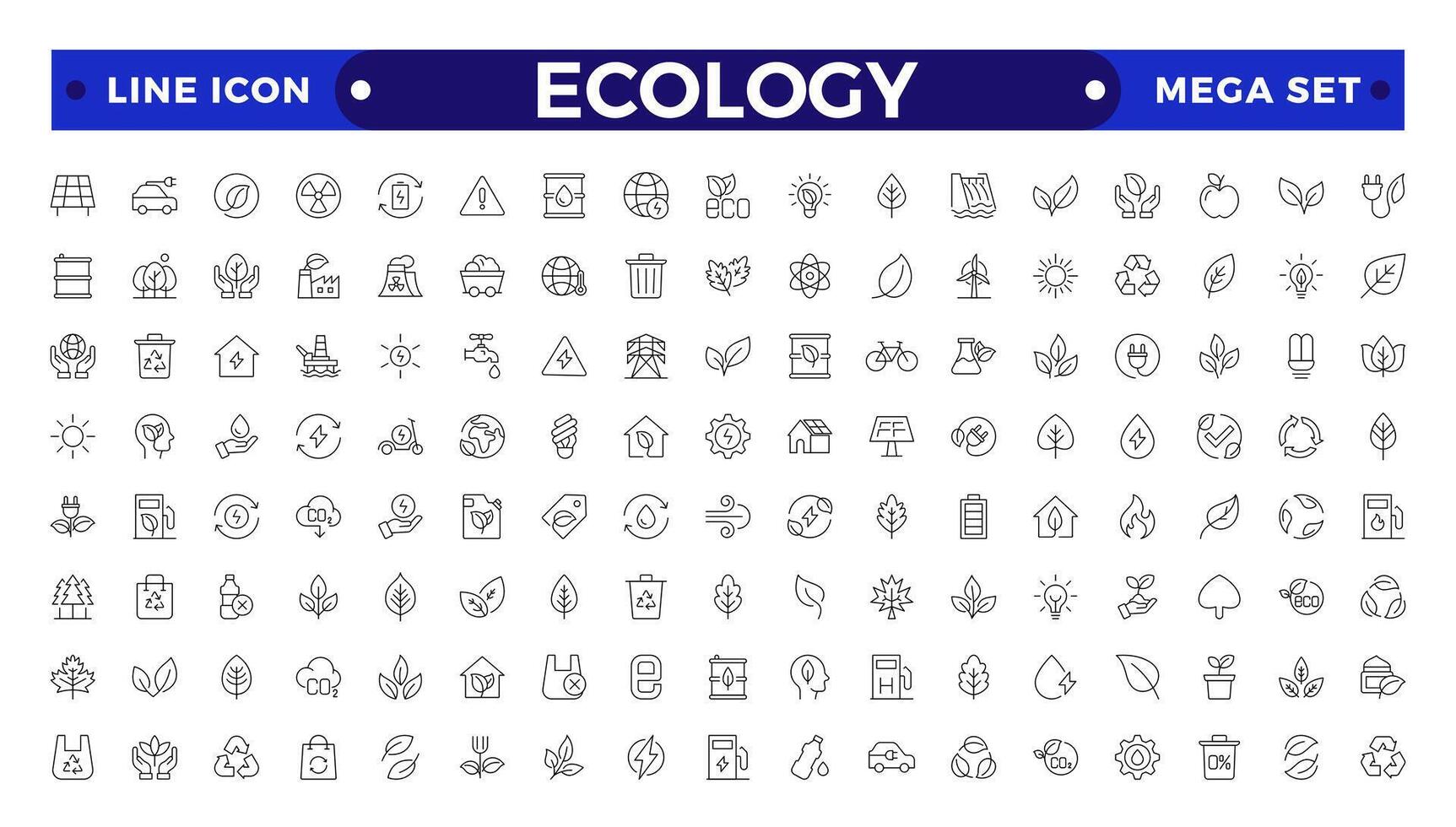 Ecology outline icon set. Icons for renewable energy, green technology. Design elements for you projects.Set of green energy thin line icons. vector