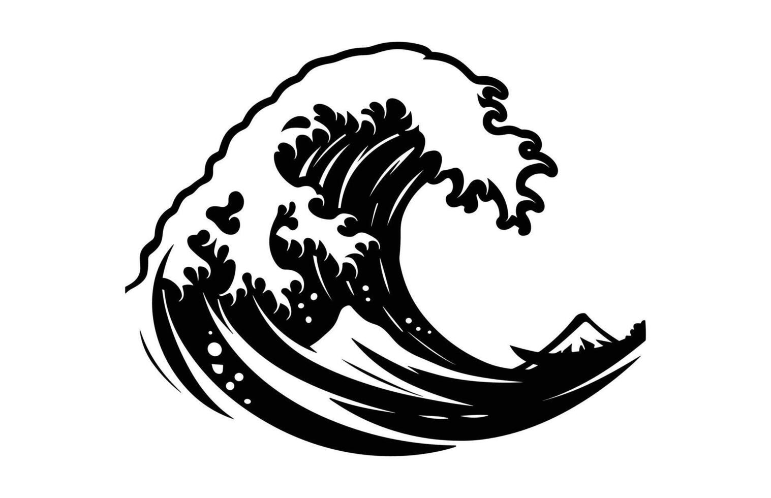 Ocean Wave Silhouette isolated on a white background vector