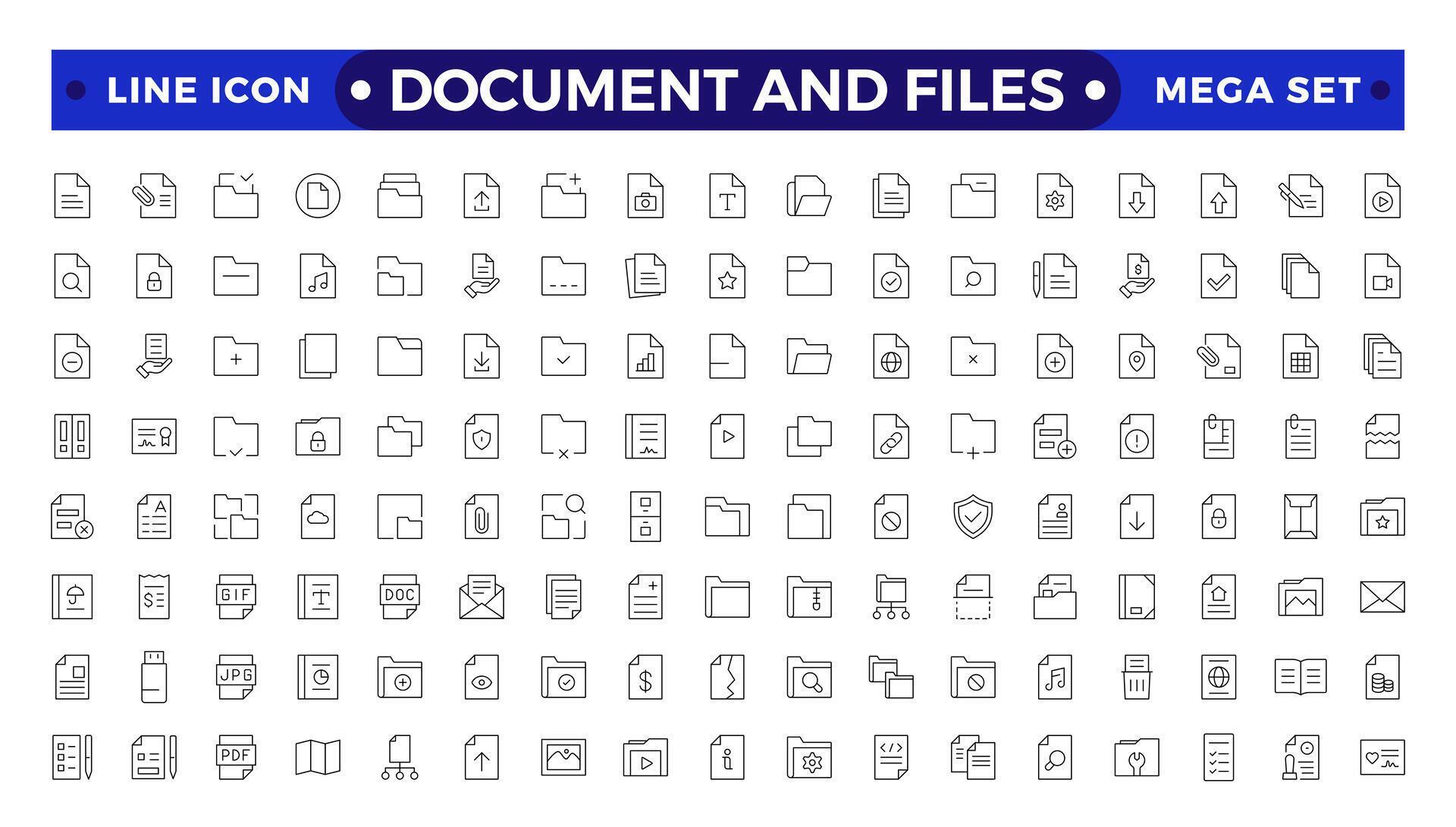 Document outline icon set. Documents symbol collection. Different ...